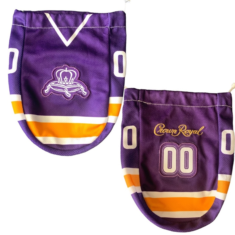 Crown Royal Purple NFL Game Day Liquor Bottle Fabric Purple Bag Drawstring Bag